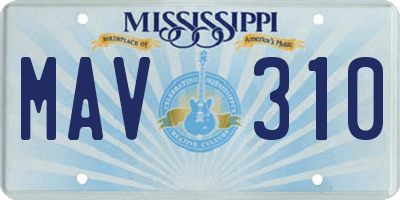 MS license plate MAV310