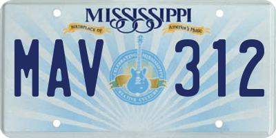 MS license plate MAV312