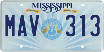 MS license plate MAV313