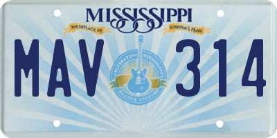 MS license plate MAV314