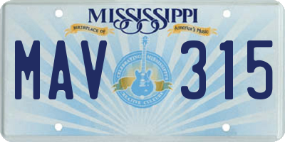 MS license plate MAV315