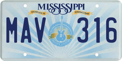 MS license plate MAV316