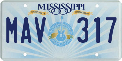 MS license plate MAV317