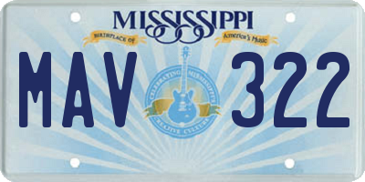MS license plate MAV322