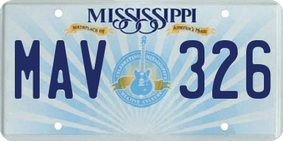 MS license plate MAV326