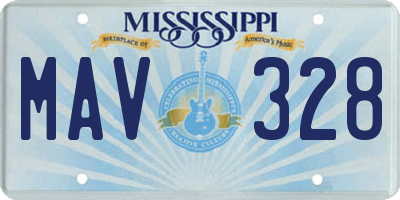 MS license plate MAV328