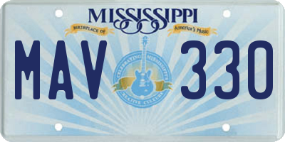 MS license plate MAV330