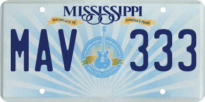 MS license plate MAV333