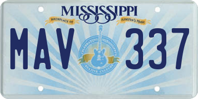 MS license plate MAV337