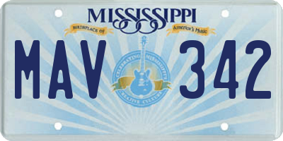 MS license plate MAV342