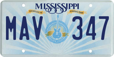 MS license plate MAV347