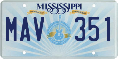 MS license plate MAV351