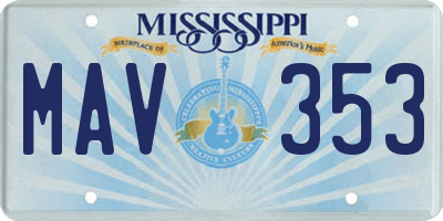 MS license plate MAV353