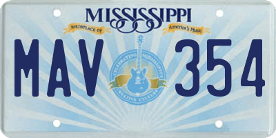 MS license plate MAV354