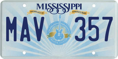 MS license plate MAV357