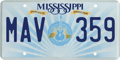 MS license plate MAV359