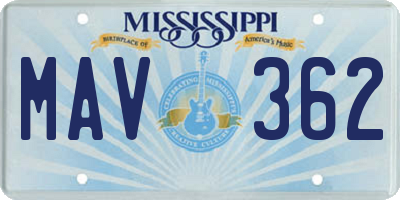 MS license plate MAV362