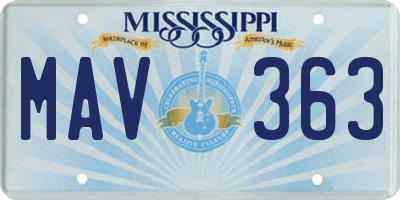 MS license plate MAV363