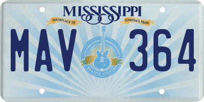 MS license plate MAV364