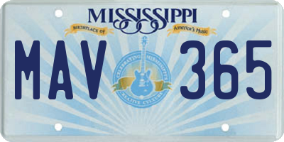 MS license plate MAV365