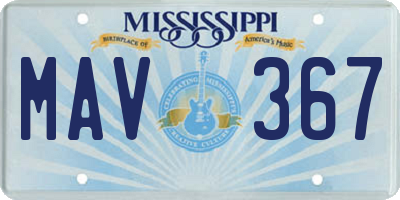 MS license plate MAV367