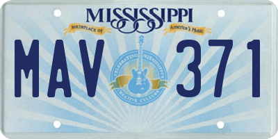 MS license plate MAV371