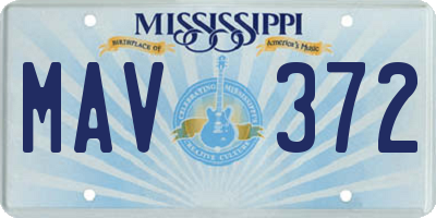 MS license plate MAV372
