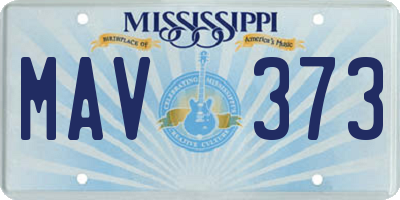 MS license plate MAV373