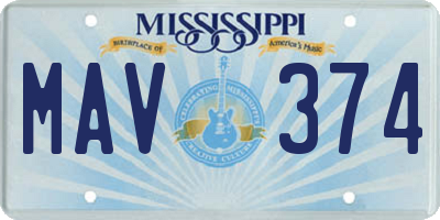 MS license plate MAV374