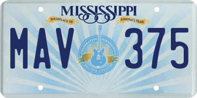 MS license plate MAV375