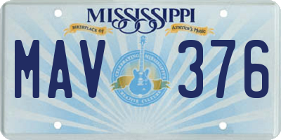 MS license plate MAV376