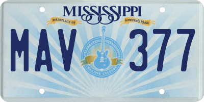 MS license plate MAV377