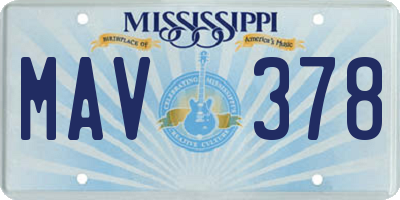 MS license plate MAV378