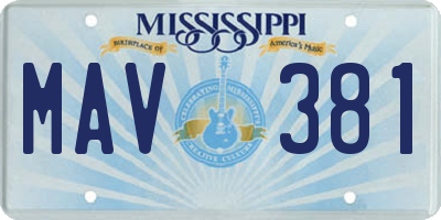 MS license plate MAV381