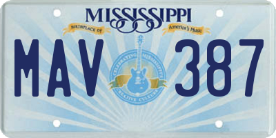 MS license plate MAV387