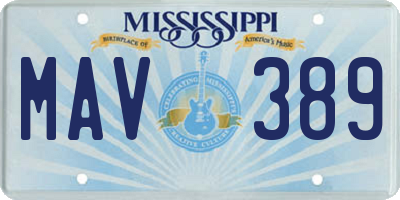 MS license plate MAV389