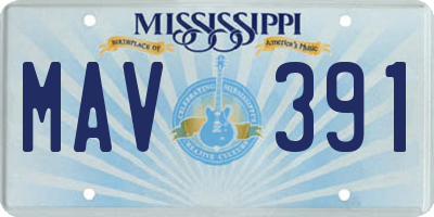 MS license plate MAV391