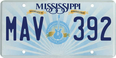 MS license plate MAV392