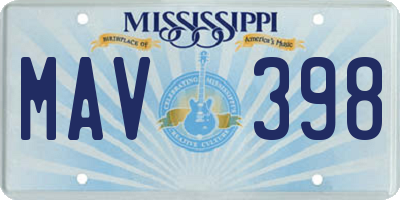MS license plate MAV398