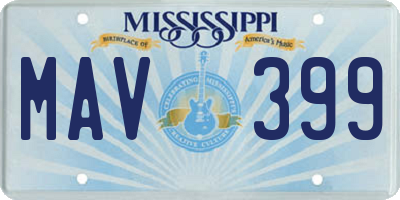 MS license plate MAV399
