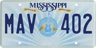 MS license plate MAV402