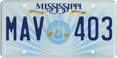 MS license plate MAV403