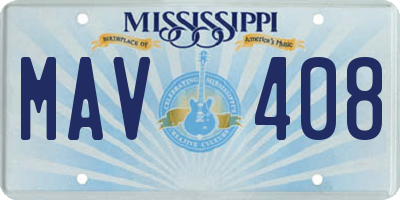 MS license plate MAV408