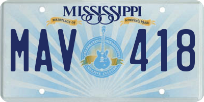MS license plate MAV418