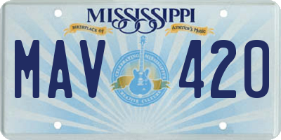 MS license plate MAV420