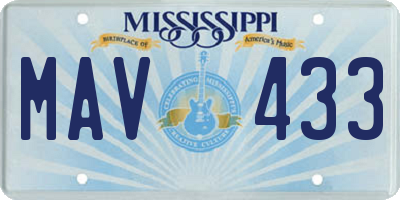 MS license plate MAV433