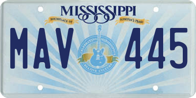 MS license plate MAV445