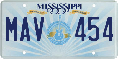 MS license plate MAV454