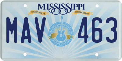 MS license plate MAV463