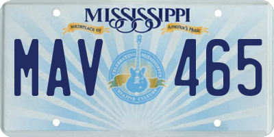 MS license plate MAV465